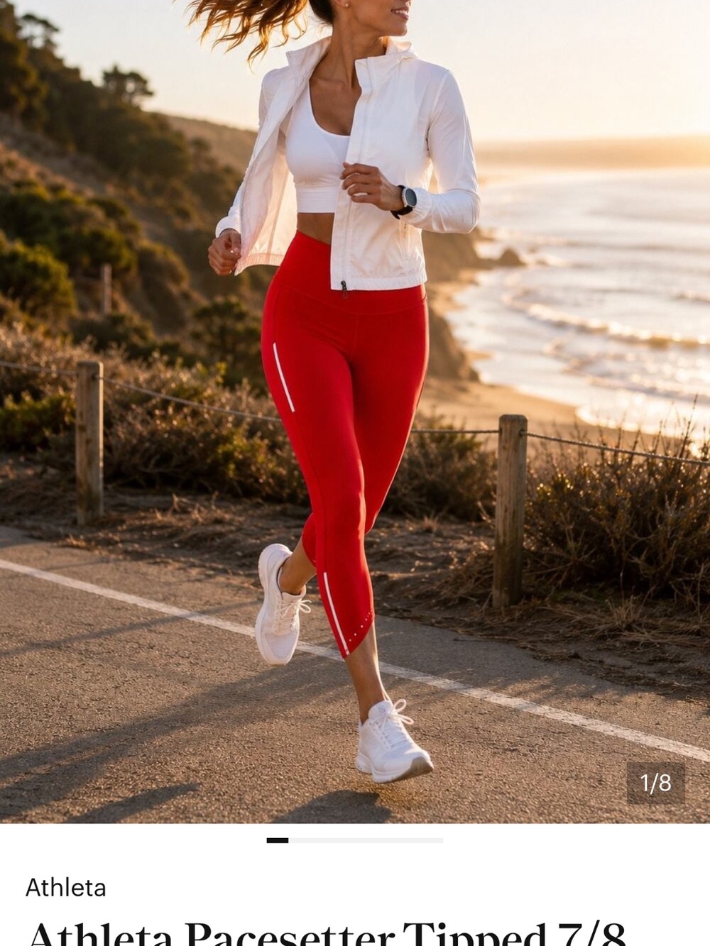 Athleta Red 7/8 Pacesetter Running Capris